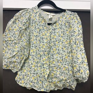 H&M Women's Blouse with Yellow Floral Pattern
